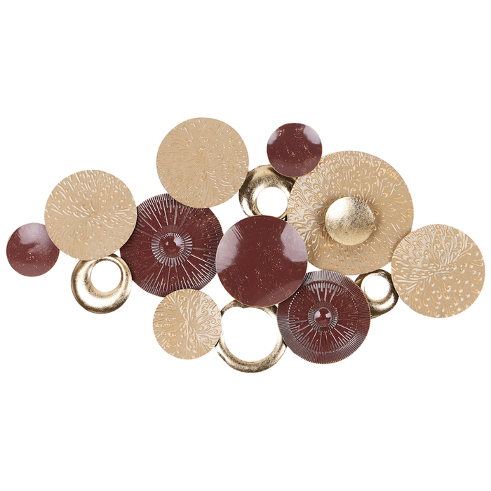 Scultura geometrica da parete in metallo dorato e marrone Arte murale astratta e glam moderna Accessorio