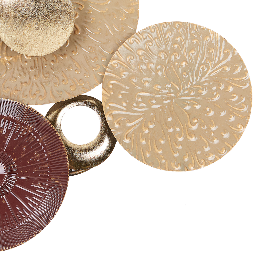 Scultura geometrica da parete in metallo dorato e marrone Arte murale astratta e glam moderna Accessorio