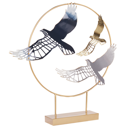 Statua decorativa in ferro multicolore 56 cm Statua con uccelli su piedistallo Statuetta Ornamento Accessori