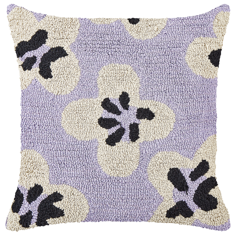 Set di 2 cuscini in cotone viola 45 x 45 cm decorativi con motivo floreale