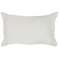 Set di 2 cuscini decorativi in lino bianco sporco 30 x 45 cm con balze e fiocchi