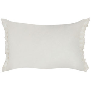 Set di 2 cuscini decorativi in lino bianco sporco 30 x 45 cm con balze e fiocchi