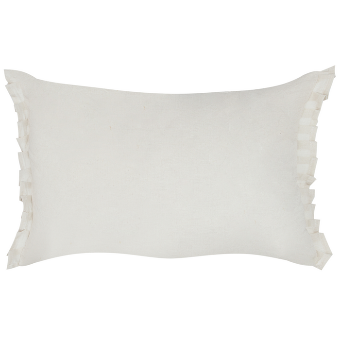 Set di 2 cuscini decorativi in lino bianco sporco 30 x 45 cm con balze e fiocchi