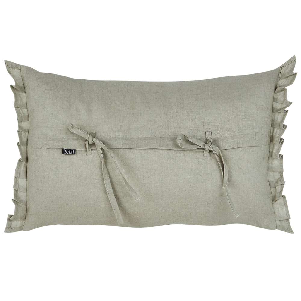 Set di 2 cuscini decorativi in lino grigio chiaro 30 x 45 cm con balze e fiocchi