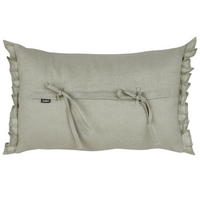 Set di 2 cuscini decorativi in lino grigio chiaro 30 x 45 cm con balze e fiocchi