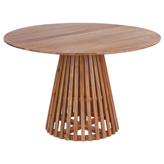 Tavolo da pranzo rotondo moderno per 4 persone 120 cm in legno d'acacia scuro stile moderno contemporaneo sala da pranzo
