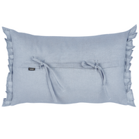 Set di 2 cuscini decorativi in lino blu chiaro 30 x 45 cm con balze e fiocchi