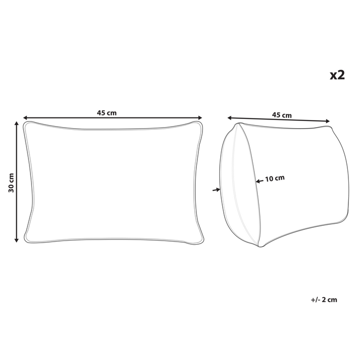 Set di 2 cuscini decorativi in lino blu chiaro 30 x 45 cm con balze e fiocchi