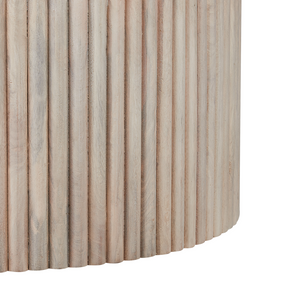 Tavolino moderno con contenitore e base rotonda in legno di mango chiaro soggiorno sala da pranzo contemporaneo