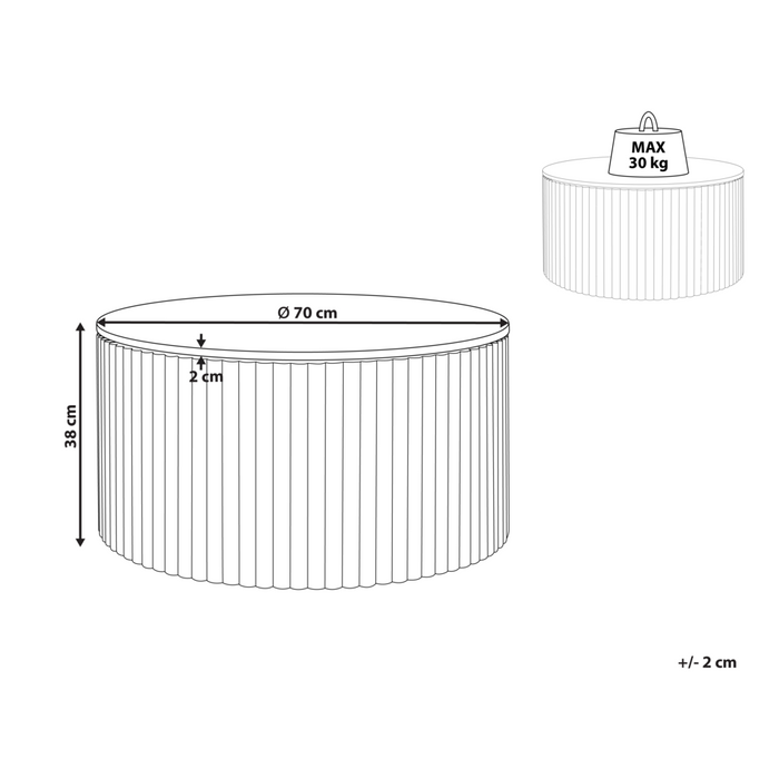 Tavolino moderno con contenitore e base rotonda in legno di mango chiaro soggiorno sala da pranzo contemporaneo