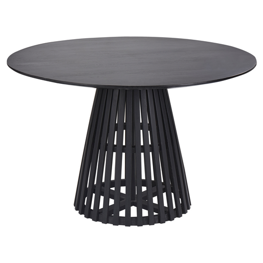 Tavolo da pranzo rotondo moderno per 4 persone 120 cm in legno d'acacia nero stile moderno contemporaneo sala da pranzo