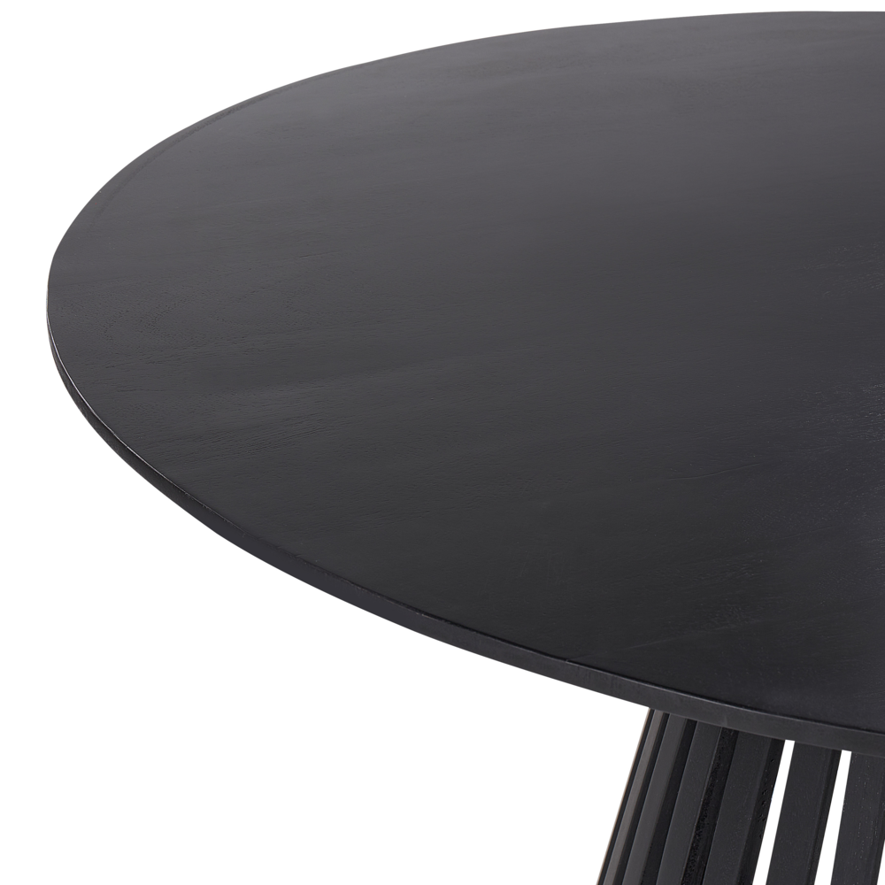 Tavolo da pranzo rotondo moderno per 4 persone 120 cm in legno d'acacia nero stile moderno contemporaneo sala da pranzo