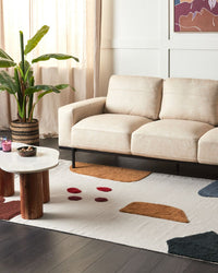 Tappeto moderno in cotone con motivo astratto e nappe multicolore 140 x 200 cm camera da letto soggiorno