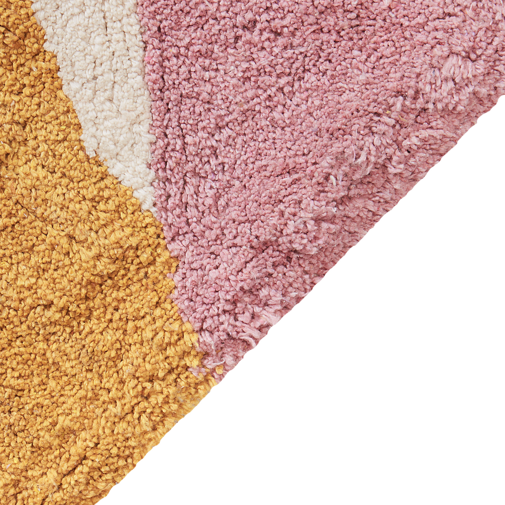 Tappeto moderno in cotone rosa con motivo astratto e nappe rettangolare 140 x 200 cm cameretta nursery