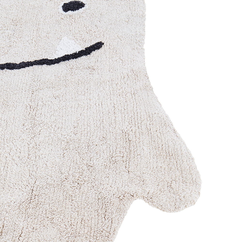Tappeto per bambini in cotone beige a forma di mostro tessuto a mano 70 x 100 cm cameretta nursery