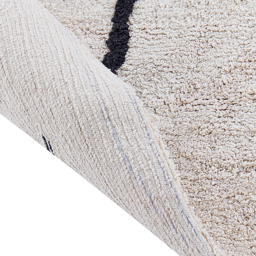 Tappeto per bambini in cotone beige a forma di mostro tessuto a mano 70 x 100 cm cameretta nursery