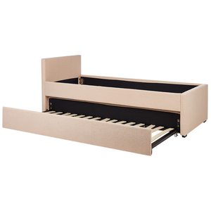 Divano Letto estraibile 80 x 200 cm Rivestimento in bouclé rosa pesca Misura singola sottoletto per ospiti