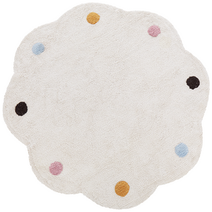 Tappeto per bambini in cotone Light Beige ø 120 cm Forma rotonda irregolare tessuta a mano Macchie multicolori Tappeto da gioco per bambini