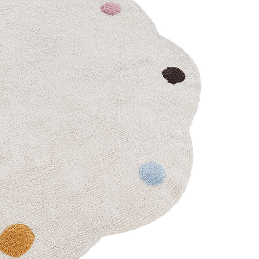 Tappeto per bambini in cotone Light Beige ø 120 cm Forma rotonda irregolare tessuta a mano Macchie multicolori Tappeto da gioco per bambini