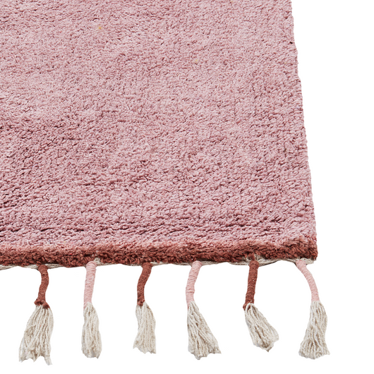 Tappeto per bambini in cotone rosa 140 x 200 cm Rettangolare con nappe Motivi solidi Tappeto per bambini moderno e bohémien