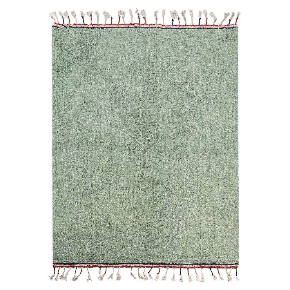 Tappeto per bambini in cotone verde 140 x 200 cm Rettangolare con nappe Motivi solidi Tappeto per bambini moderno e bohémien