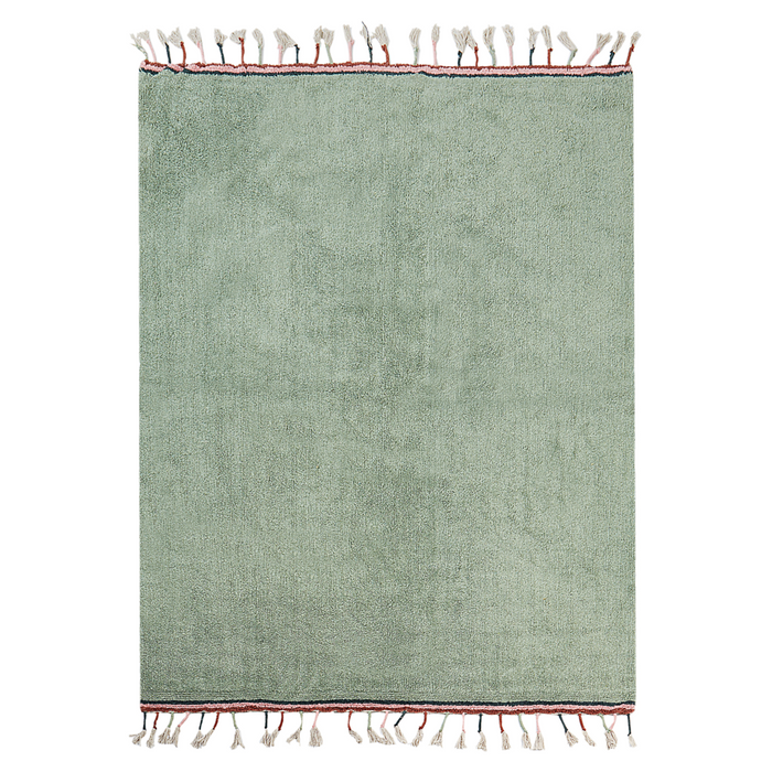Tappeto per bambini in cotone verde 140 x 200 cm Rettangolare con nappe Motivi solidi Tappeto per bambini moderno e bohémien