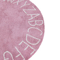 Tappeto Rosa Cotone ø 120 cm Rotondo fatto a mano con alfabeto stile Boho Soggiorno Bambini Camera dei bambini
