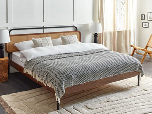 Plaid di cotone fatto a mano con motivo geometrico e nappe bianco e nero 200 x 220 cm copriletto soggiorno camera da letto divano