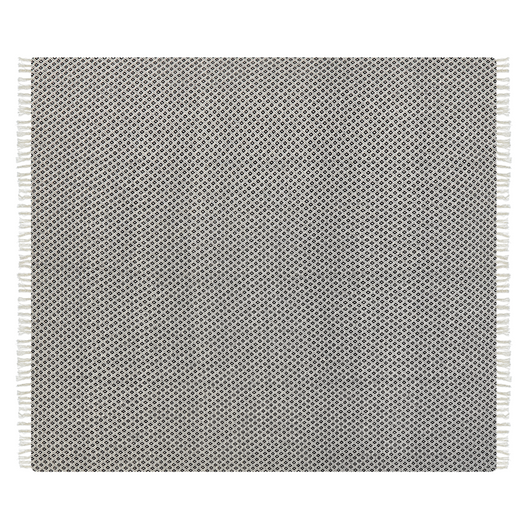 Plaid di cotone fatto a mano con motivo geometrico e nappe bianco e nero 200 x 220 cm copriletto soggiorno camera da letto divano