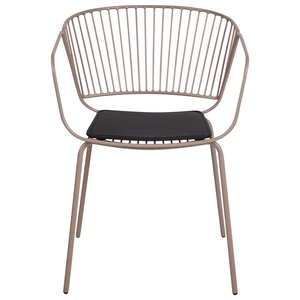 Set di 2 sedie da pranzo in metallo beige con design a filo in ecopelle nera con cuscinetto per sedili in stile industriale e glam.