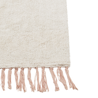 Tappeto rettangolare in cotone bianco sporco con motivo mongolfiera140 x 200 cm stile boho cameretta