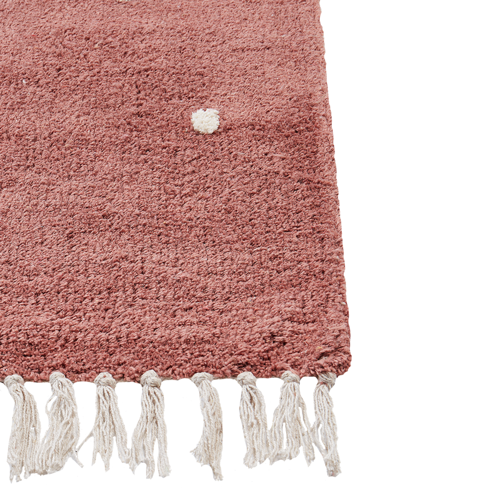 Tappeto per bambini in cotone colore rosso chiaro 140 x 200 cm con puntini multicolori Rettangolare
