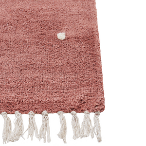 Tappeto per bambini in cotone colore rosso chiaro 140 x 200 cm con puntini multicolori Rettangolare