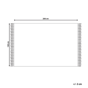 Tappeto moderno in cotone bianco con pois neri e frange rettangolare 140 x 200 cm soggiorno moderno