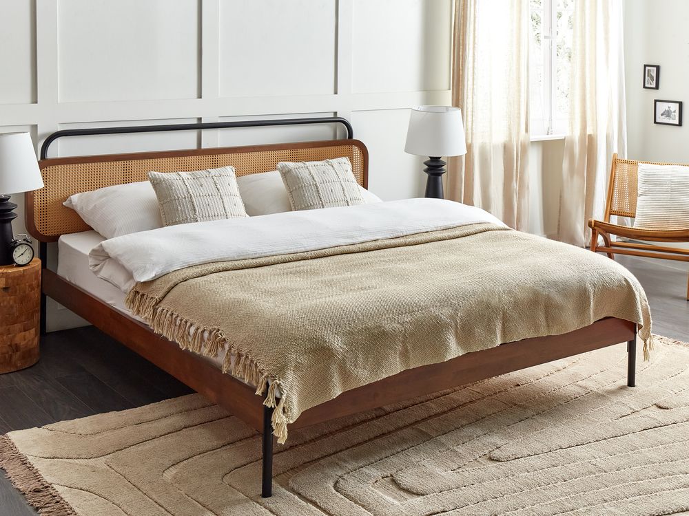 Coperta tessuta a mano con frange 150 x 200 cm beige stile classico morbida letto divano