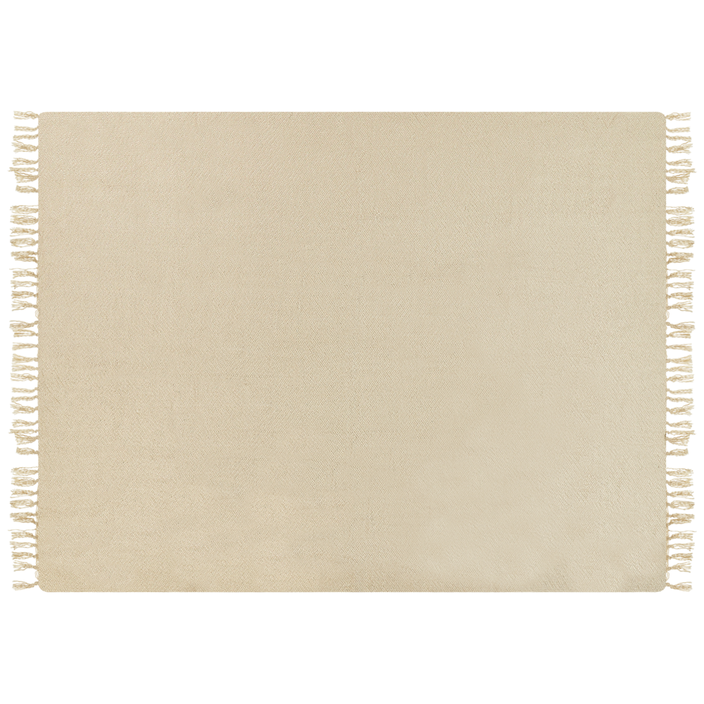 Coperta tessuta a mano con frange 150 x 200 cm beige stile classico morbida letto divano