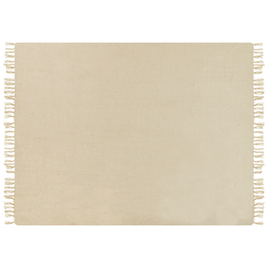 Coperta tessuta a mano con frange 150 x 200 cm beige stile classico morbida letto divano