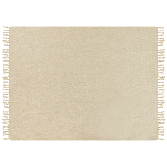 Coperta tessuta a mano con frange 150 x 200 cm beige stile classico morbida letto divano