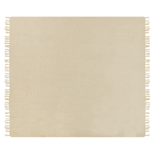 Coperta tessuta a mano con frange 240 x 220 cm beige stile classico morbida letto divano