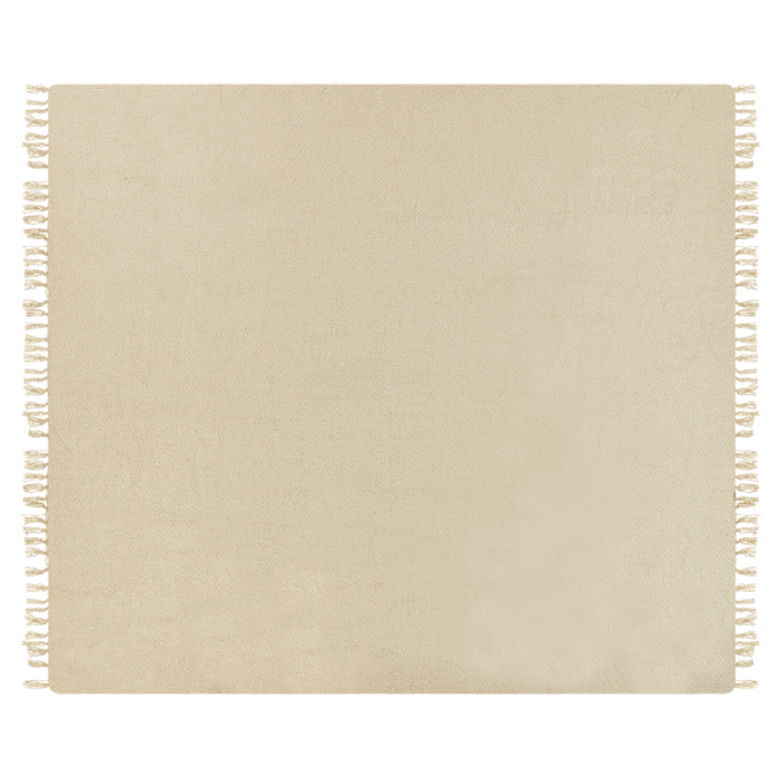 Coperta tessuta a mano con frange 240 x 220 cm beige stile classico morbida letto divano