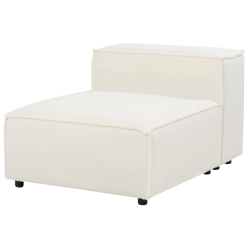 Divano moderno a 3 posti con ottomana Gambe nere Rivestimento in tessuto bouclè bianco Soggiorno moderno