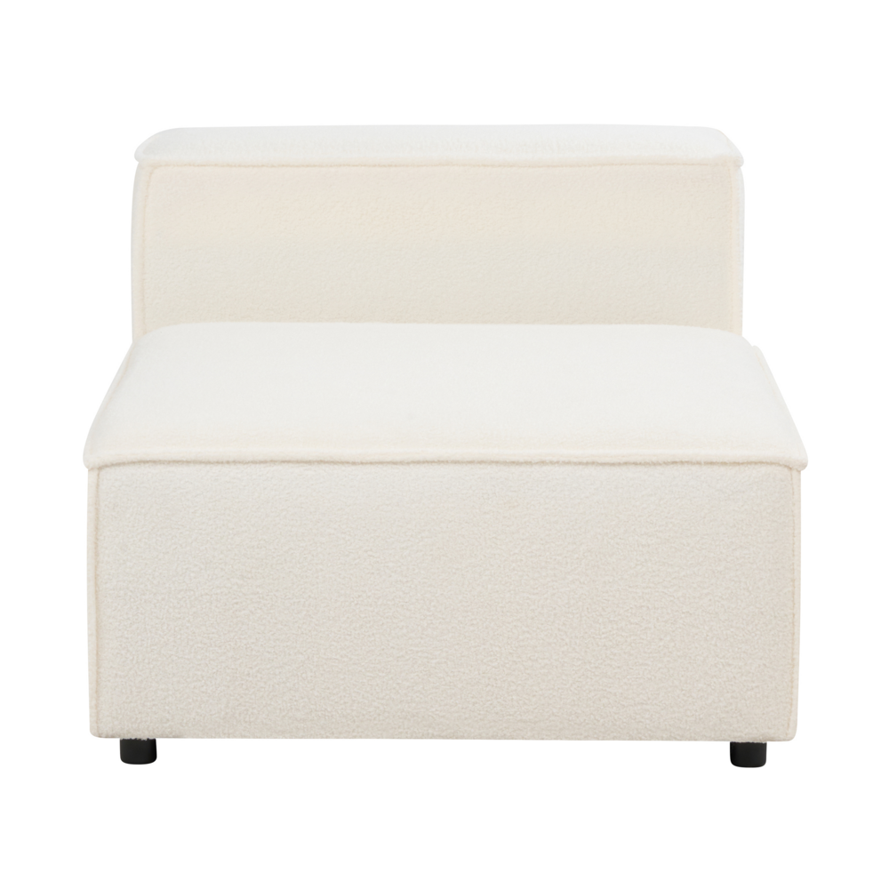 Divano moderno a 3 posti con ottomana Gambe nere Rivestimento in tessuto bouclè bianco Soggiorno moderno