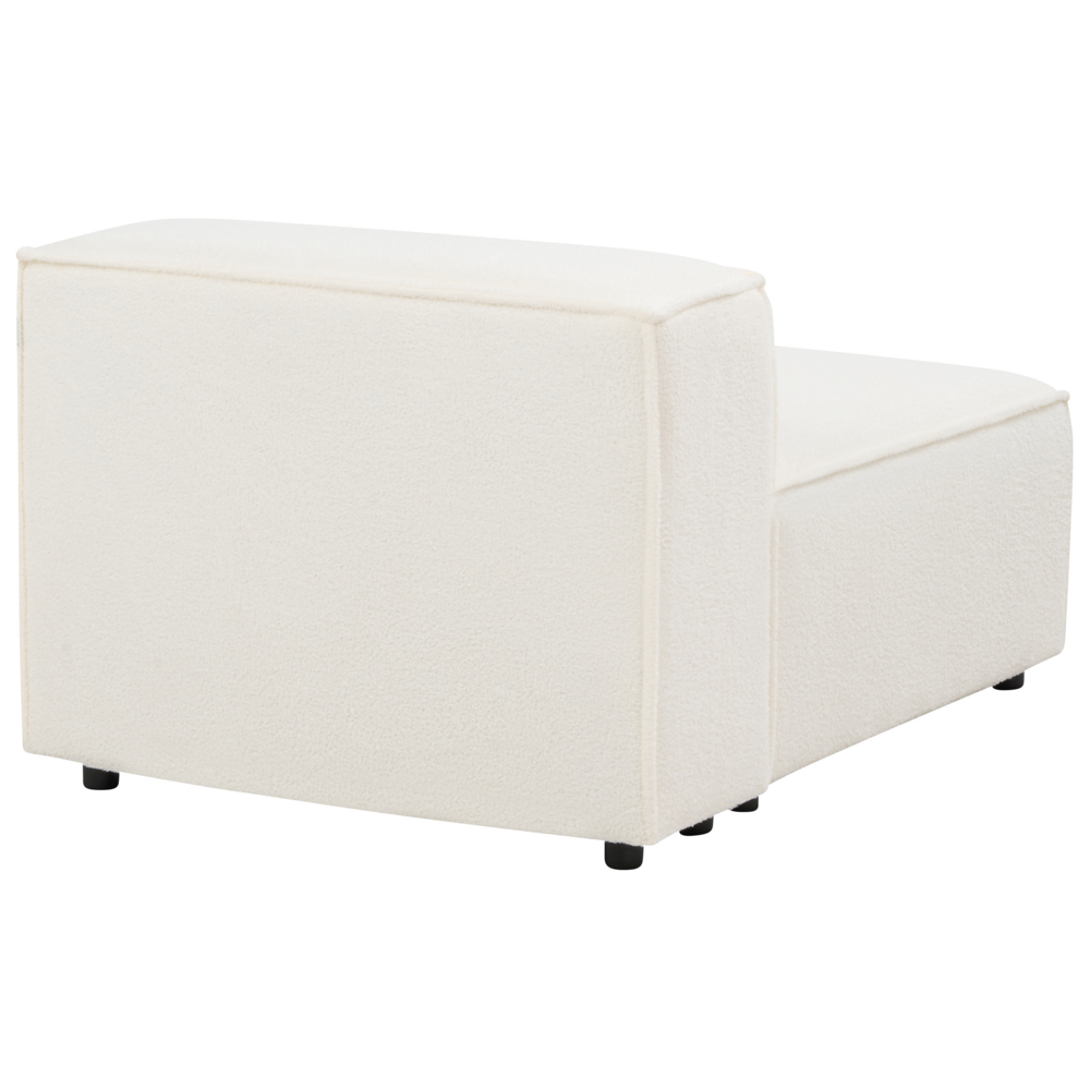 Divano moderno a 3 posti con ottomana Gambe nere Rivestimento in tessuto bouclè bianco Soggiorno moderno