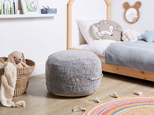 Pouf grigio in cotone 50 x 35 cm Seduta decorativa fatta a mano in stile moderno Boho Soggiorno Camera da letto