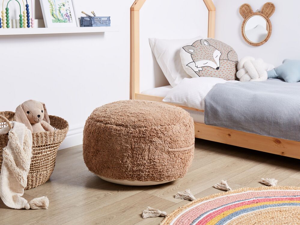 Pouf in cotone marrone 50 x 35 cm Seduta decorativa fatta a mano in stile moderno Boho Soggiorno Camera da letto