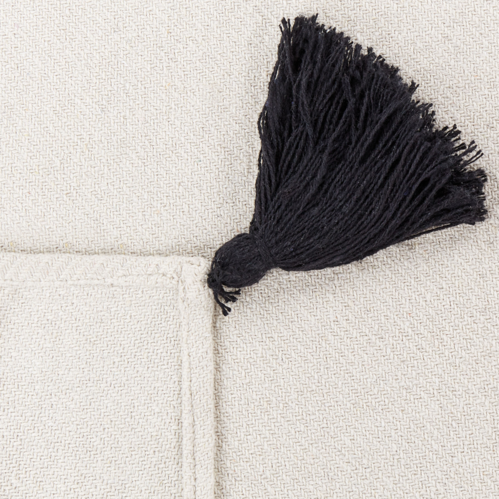 Coperta in cotone bianco e nero con motivo a occhio 125 x 150 cm, fatta a mano decorativa per il letto tradizionale per il soggiorno e la camera da letto.