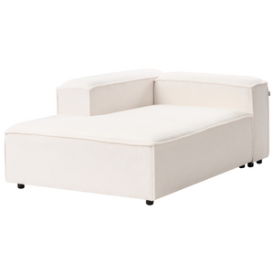 Divano moderno lato destro a 4 posti in tessuto bouclè bianco sporco e stile moderno contemporaneo