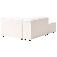 Divano moderno lato destro a 4 posti in tessuto bouclè bianco sporco e stile moderno contemporaneo