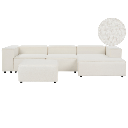 Divano moderno lato sinistro a 3 posti con ottomana in tessuto con gambe nere Soggiorno moderno