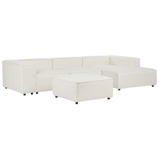 Divano moderno lato sinistro a 3 posti con ottomana in tessuto con gambe nere Soggiorno moderno